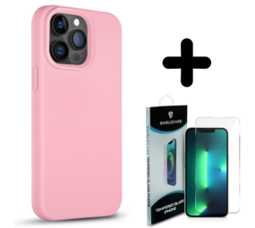Coverzs Solid silicone case 14 Pro (roze) + Screenprotector - Batch 1 (05-2023)