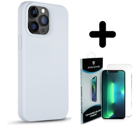 Coverzs Solid silicone case 14 Pro (pastelblauw) + Screenprotector - Batch 1 (05-2023)