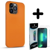 Coverzs Solid silicone case 14 Pro (oranje) + Screenprotector - Batch 1 (05-2023)