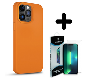 Coverzs Solid silicone case 14 Pro (oranje) + Screenprotector - Batch 1 (05-2023)