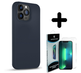 Coverzs Solid silicone case 14 Pro (marine blauw) + Screenprotector - Batch 1 (05-2023)