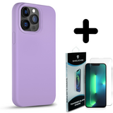 Coverzs Solid silicone case 14 Pro (lichtpaars) + Screenprotector - Batch 1 (05-2023)