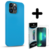 Coverzs Solid silicone case 14 Pro (lichtblauw) + Screenprotector - Batch 1 (05-2023)