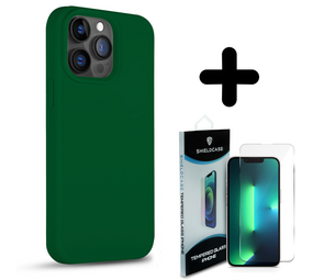 Coverzs Solid silicone case 14 Pro (groen) + Screenprotector - Batch 1 (05-2023)