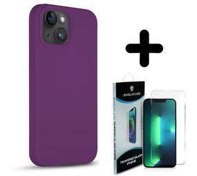 Coverzs Solid silicone case 14 Plus (paars) + Screenprotector - Batch 1 (05-2023)