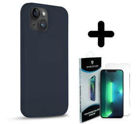 Coverzs Solid silicone case 14 Plus (donkerblauw) + Screenprotector - Batch 1 (05-2023)