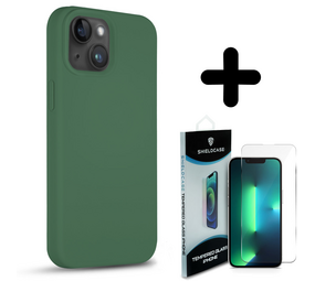 Coverzs Solid silicone case 14 Plus (dennengroen) + Screenprotector - Batch 1 (05-2023)