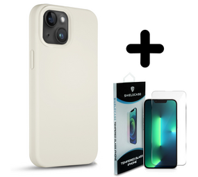 Coverzs Solid silicone case 14 (zand) + Screenprotector - Batch 1 (05-2023)