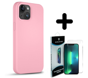 Coverzs Solid silicone case 14 (roze) + Screenprotector - Batch 1 (05-2023)