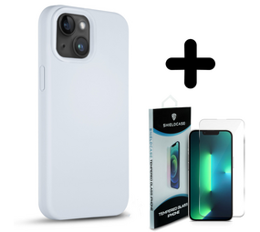 Coverzs Solid silicone case 14 (pastelblauw) + Screenprotector - Batch 1 (05-2023)