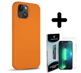 Coverzs Solid silicone case 14 (oranje) + Screenprotector - Batch 1 (05-2023)