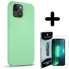 Coverzs Coverzs Solid silicone case geschikt voor iPhone 14 (mint) + ShieldCase screenprotector - beschermglas iPhone bescherming - iPhone case bescherm hoesje + Screenprotector Coverzs Coverzs Solid silicone case geschikt voor iPhone 14 (mint) + ShieldCase screenprotector - beschermglas iPhone bescherming - iPhone case bescherm hoesje + Screenprotector