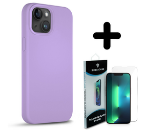 Coverzs Solid silicone case 14 (lichtpaars) + Screenprotector - Batch 1 (05-2023)