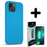 Coverzs Solid silicone case 14 (lichtblauw) + Screenprotector - Batch 1 (05-2023)