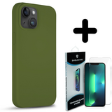 Coverzs Solid silicone case 14 (legergroen) + Screenprotector - Batch 1 (05-2023)