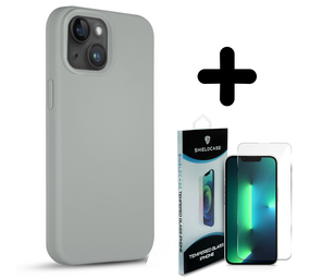 Coverzs Solid silicone case 14 (grijs) + Screenprotector - Batch 1 (05-2023)