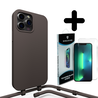 Coverzs Coverzs Silicone case met koord geschikt voor iPhone 14 Pro (koffiezwart) + ShieldCase screenprotector - beschermglas iPhone bescherming - iPhone case bescherm hoesje + Screenprotector Coverzs Coverzs Silicone case met koord geschikt voor iPhone 14 Pro (koffiezwart) + ShieldCase screenprotector - beschermglas iPhone bescherming - iPhone case bescherm hoesje + Screenprotector