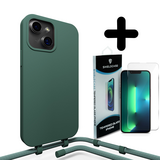 Coverzs Silicone case met koord 14 (groen) + Screenprotector - Batch 1 (05-2023)