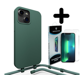 Coverzs Silicone case met koord 14 (groen) + Screenprotector - Batch 1 (05-2023)