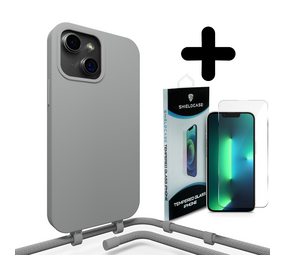 Coverzs Silicone case met koord 14 Plus (grijs) + Screenprotector - Batch 1 (05-2023)