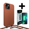 Coverzs Coverzs Silicone case met koord geschikt voor iPhone 14 (bruin) + ShieldCase screenprotector - beschermglas iPhone bescherming - iPhone case bescherm hoesje + Screenprotector Coverzs Coverzs Silicone case met koord geschikt voor iPhone 14 (bruin) + ShieldCase screenprotector - beschermglas iPhone bescherming - iPhone case bescherm hoesje + Screenprotector