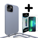 Coverzs Silicone case met koord 14 (blauw) + Screenprotector - Batch 1 (05-2023)