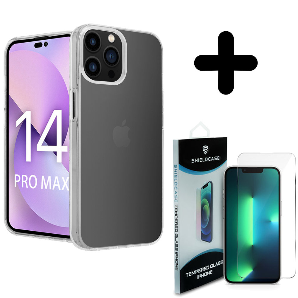 Coverzs Coverzs Luxe Shock case geschikt voor iPhone 14 Pro Max (transparant)  + ShieldCase screenprotector - beschermglas iPhone bescherming - iPhone case bescherm hoesje + Screenprotector