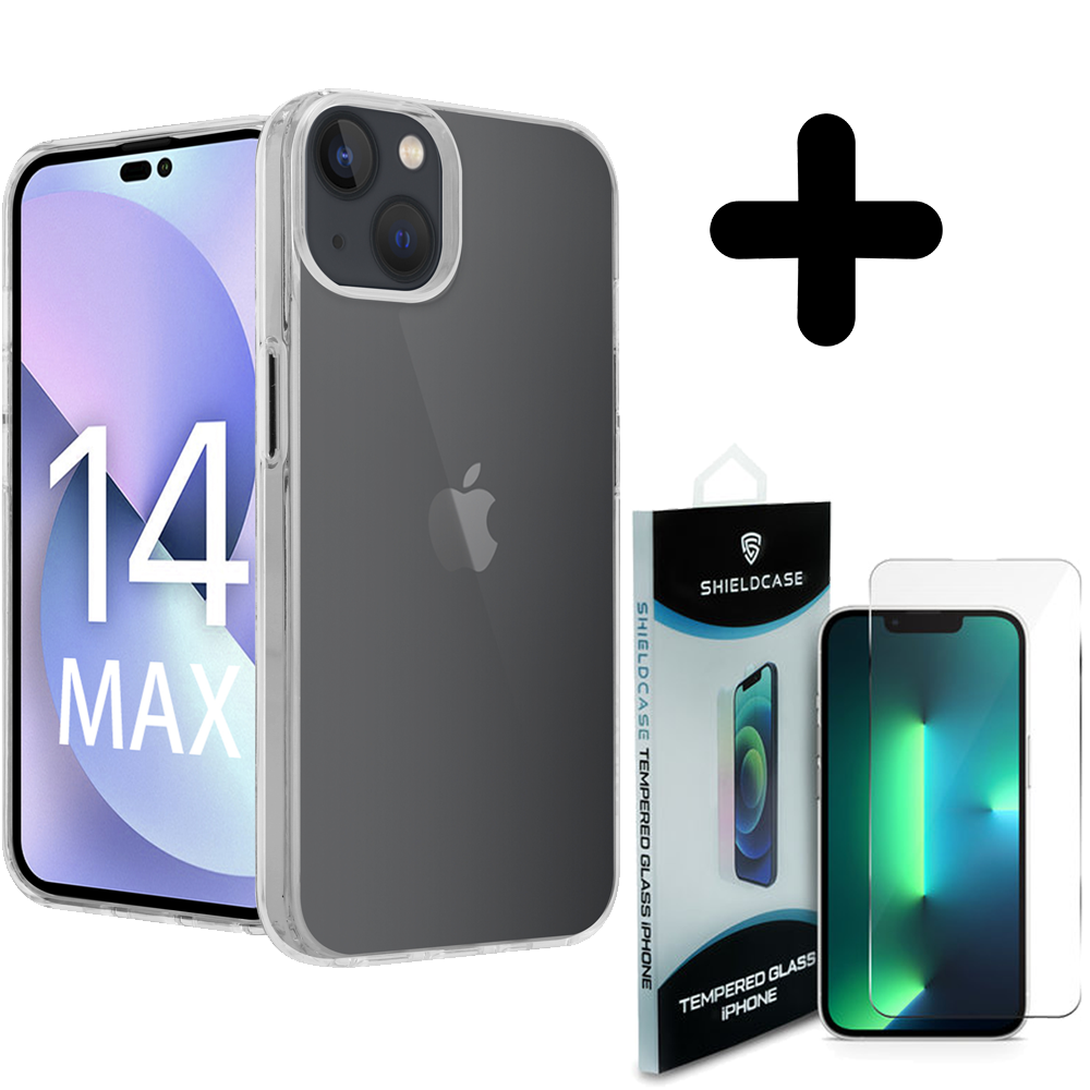Coverzs Coverzs Luxe Shock case geschikt voor iPhone 14 Plus (transparant)  + ShieldCase screenprotector - beschermglas iPhone bescherming - iPhone case bescherm hoesje + Screenprotector