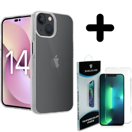 Coverzs Coverzs Luxe Shock case geschikt voor iPhone 14 (transparant) + ShieldCase screenprotector - beschermglas iPhone bescherming - iPhone case bescherm hoesje + Screenprotector Coverzs Coverzs Luxe Shock case geschikt voor iPhone 14 (transparant) + ShieldCase screenprotector - beschermglas iPhone bescherming - iPhone case bescherm hoesje + Screenprotector