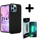 Coverzs Luxe Liquid Silicone case 14 Pro Max (zwart) + Screenprotector - Batch 1 (05-2023)