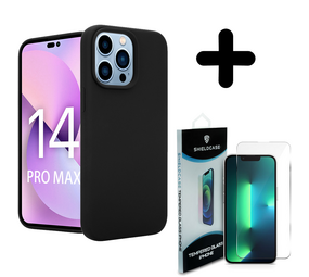Coverzs Luxe Liquid Silicone case 14 Pro Max (zwart) + Screenprotector - Batch 1 (05-2023)