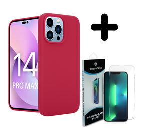 Coverzs Luxe Liquid Silicone case 14 Pro Max (rood) + Screenprotector - Batch 1 (05-2023)