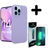 Coverzs Luxe Liquid Silicone case 14 Pro Max (paars) + Screenprotector - Batch 1 (05-2023)