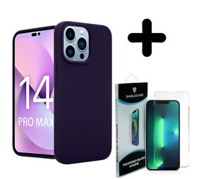 Coverzs Luxe Liquid Silicone case 14 Pro Max (navy blauw) + Screenprotector - Batch 1 (05-2023)