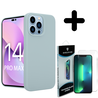 Coverzs Coverzs Luxe Liquid Silicone case geschikt voor iPhone 14 Pro Max (grijsblauw) + ShieldCase screenprotector - beschermglas iPhone bescherming - iPhone case bescherm hoesje + Screenprotector Coverzs Coverzs Luxe Liquid Silicone case geschikt voor iPhone 14 Pro Max (grijsblauw) + ShieldCase screenprotector - beschermglas iPhone bescherming - iPhone case bescherm hoesje + Screenprotector