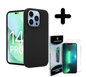 Coverzs Luxe Liquid Silicone case 14 Pro (zwart) + Screenprotector - Batch 1 (05-2023)