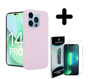 Coverzs Luxe Liquid Silicone case 14 Pro (roze) + Screenprotector - Batch 1 (05-2023)