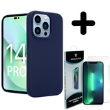 Coverzs Luxe Liquid Silicone case 14 Pro (royaal blauw) + Screenprotector - Batch 1 (05-2023)