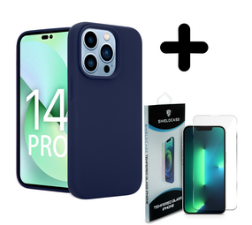 Coverzs Luxe Liquid Silicone case 14 Pro (royaal blauw) + Screenprotector - Batch 1 (05-2023)