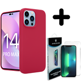Coverzs Luxe Liquid Silicone case 14 Pro (rood) + Screenprotector - Batch 1 (05-2023)