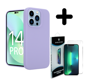 Coverzs Luxe Liquid Silicone case 14 Pro (paars) + Screenprotector - Batch 1 (05-2023)