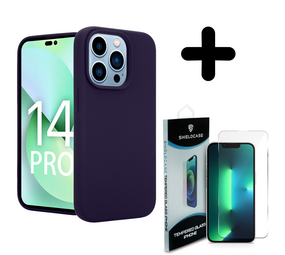 Coverzs Luxe Liquid Silicone case 14 Pro (navy blauw) + Screenprotector - Batch 1 (05-2023)