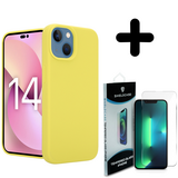 Coverzs Luxe Liquid Silicone case 14 (geel) + Screenprotector - Batch 1 (05-2023)