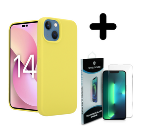 Coverzs Luxe Liquid Silicone case 14 (geel) + Screenprotector - Batch 1 (05-2023)
