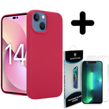 Coverzs Luxe Liquid Silicone case 14 Plus (rood) + Screenprotector - Batch 1 (05-2023)
