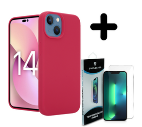Coverzs Luxe Liquid Silicone case 14 Plus (rood) + Screenprotector - Batch 1 (05-2023)