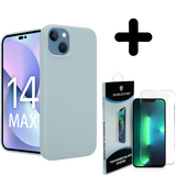 Coverzs Luxe Liquid Silicone case 14 Plus (grijsblauw) + Screenprotector - Batch 1 (05-2023)