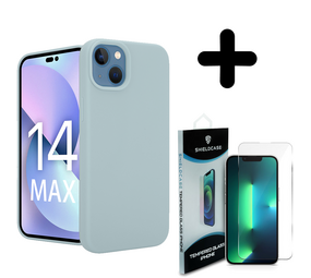 Coverzs Luxe Liquid Silicone case 14 Plus (grijsblauw) + Screenprotector - Batch 1 (05-2023)