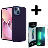Coverzs Luxe Liquid Silicone case 14 (navy blauw) + Screenprotector - Batch 1 (05-2023)