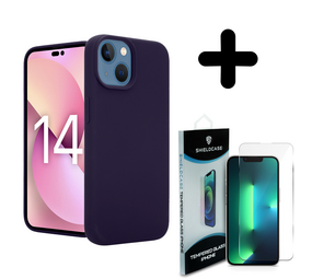 Coverzs Luxe Liquid Silicone case 14 (navy blauw) + Screenprotector - Batch 1 (05-2023)